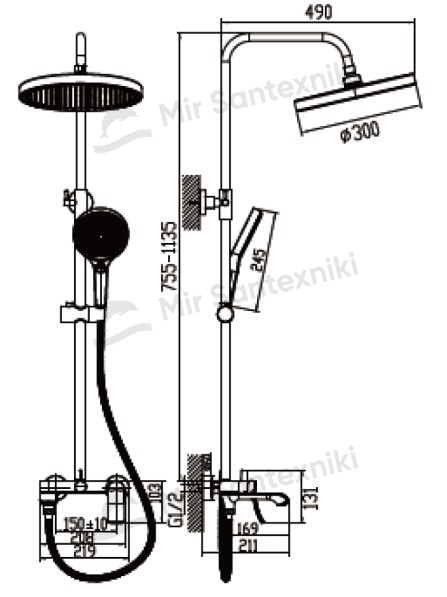 Душевая стойка Debora DBR202-03MS